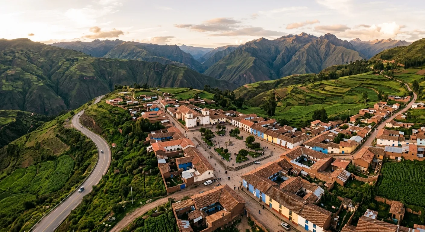 Vista aérea de Marcará en el Callejón de Huaylas